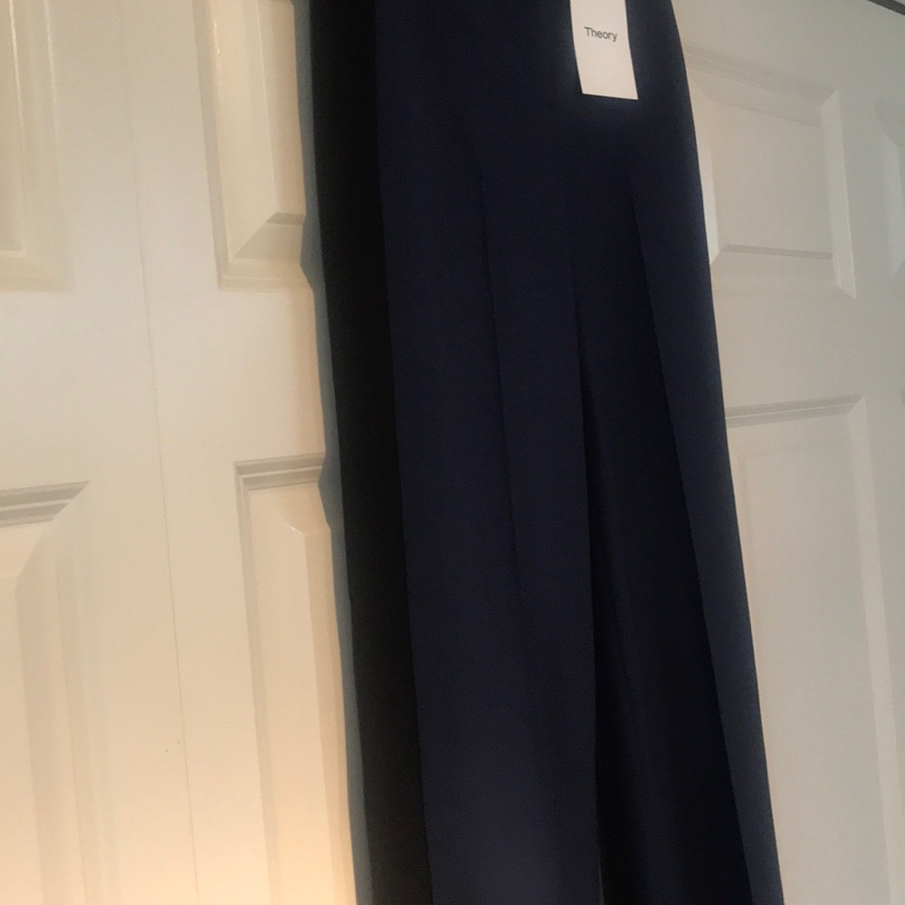 THEORY • blue and black stripe snap dress pull on pant nwt - Picture 10 of 16